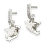 FJC Finejewelers 925 Sterling Silver Dangle Polished CZ Two Doves J-Hoop Post Earrings 20 x 12 mm