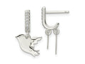 FJC Finejewelers 925 Sterling Silver Dangle Polished CZ Two Doves J-Hoop Post Earrings 20 x 12 mm