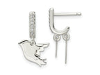 FJC Finejewelers 925 Sterling Silver Dangle Polished CZ Two Doves J-Hoop Post Earrings 20 x 12 mm