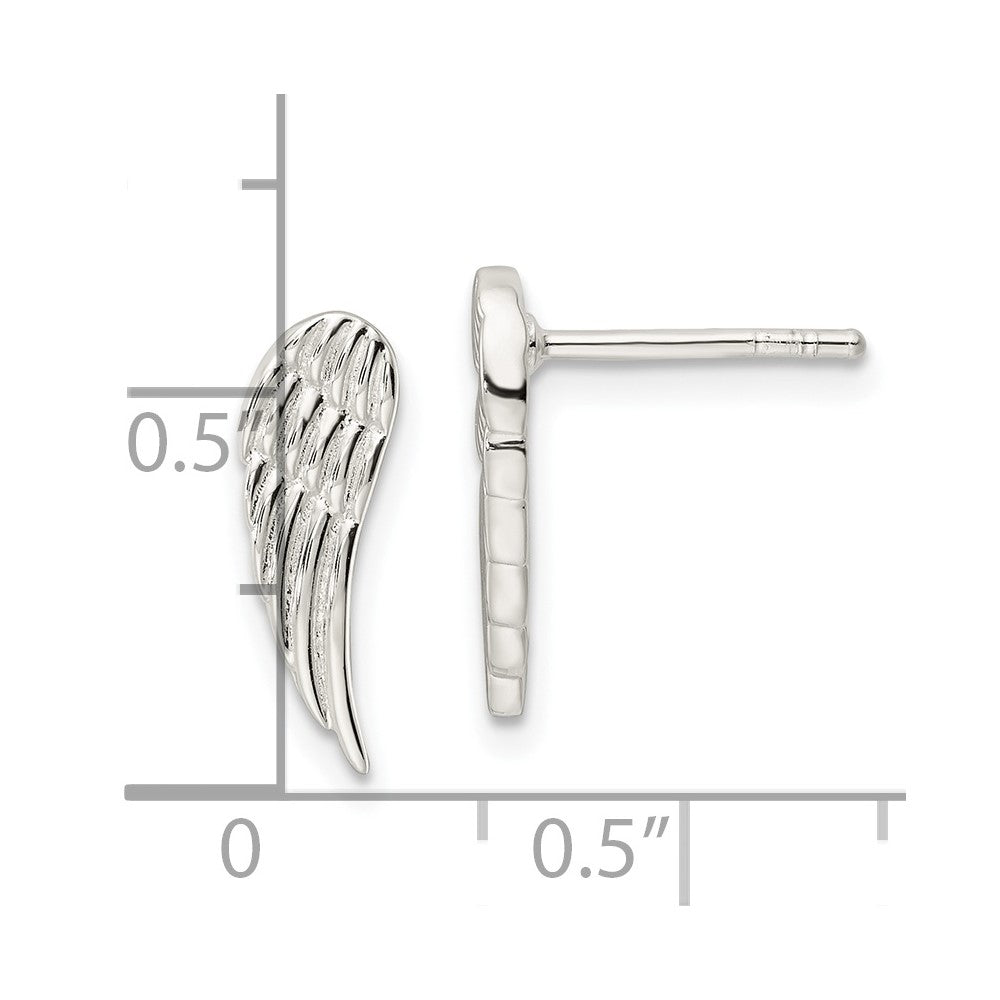 FJC Finejewelers 925 Sterling Silver Button Polished and Textured Wing Post Earrings 15 x 5 mm