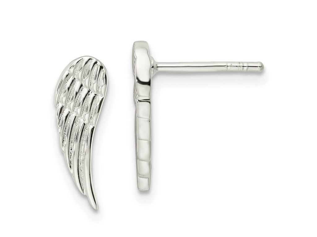 FJC Finejewelers 925 Sterling Silver Button Polished and Textured Wing Post Earrings 15 x 5 mm