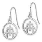 FJC Finejewelers 925 Sterling Silver  Polished 3 Crosses in Circle Dangle Earrings 28 x 14 mm