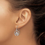 FJC Finejewelers 925 Sterling Silver  Polished 3 Crosses in Circle Dangle Earrings 28 x 14 mm