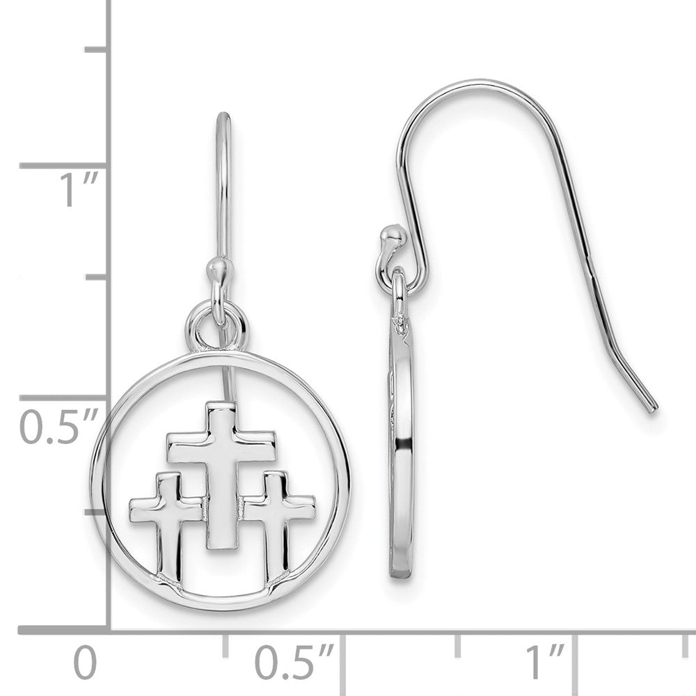FJC Finejewelers 925 Sterling Silver  Polished 3 Crosses in Circle Dangle Earrings 28 x 14 mm