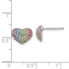 FJC Finejewelers 925 Sterling Silver Button Rhodium Plated Rainbow Crystal Heart Post Earrings 8 x 11 mm