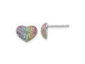 FJC Finejewelers 925 Sterling Silver Button Rhodium Plated Rainbow Crystal Heart Post Earrings 8 x 11 mm