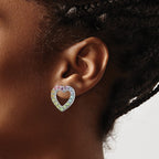 FJC Finejewelers 925 Sterling Silver Button  Rainbow Crystal Open Heart Post Earrings 8 x 8 mm