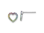 FJC Finejewelers 925 Sterling Silver Button  Rainbow Crystal Open Heart Post Earrings 8 x 8 mm