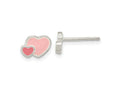 FJC Finejewelers 925 Sterling Silver Button  Pink Enamel Double Heart Post Earrings 6 x 9 mm