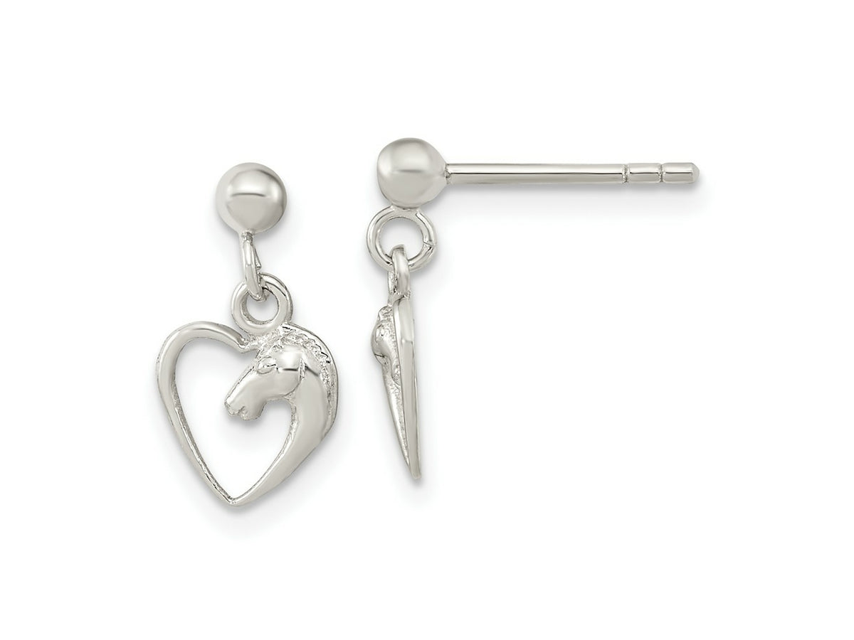 FJC Finejewelers 925 Sterling Silver Rhodium Plated Open Heart Horse Head Dangle Earrings 14 x 8 mm