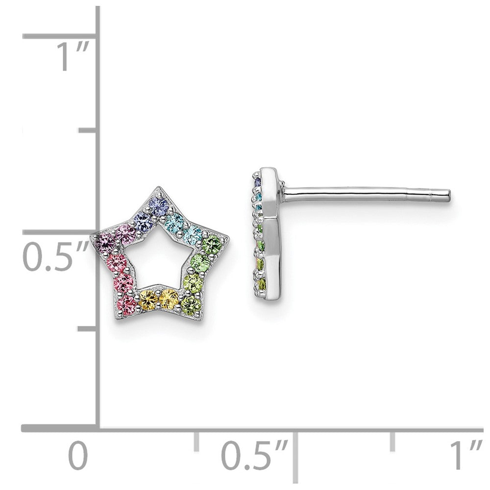 FJC Finejewelers 925 Sterling Silver Button Rhodium Plated Rainbow Crystal Star Post Earrings 8 x 9 mm