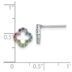 FJC Finejewelers 925 Sterling Silver Button Rhodium Plated Rainbow Crystal Clover Post Earrings 8 x 8 mm