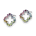 FJC Finejewelers 925 Sterling Silver Button Rhodium Plated Rainbow Crystal Clover Post Earrings 8 x 8 mm