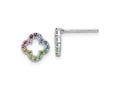 FJC Finejewelers 925 Sterling Silver Button Rhodium Plated Rainbow Crystal Clover Post Earrings 8 x 8 mm