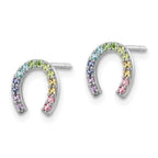 FJC Finejewelers 925 Sterling Silver Button  Rainbow Crystal Horseshoe Post Earrings 8 x 8 mm