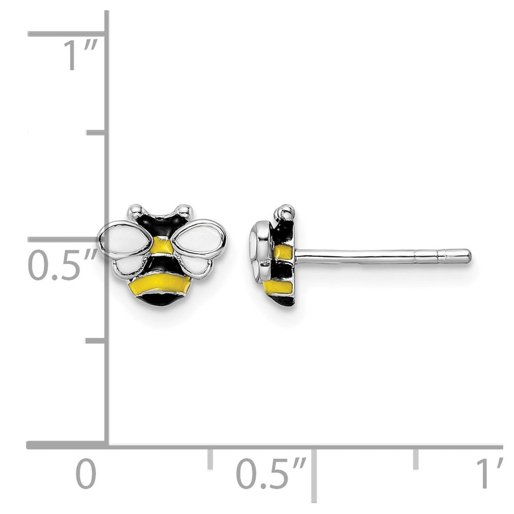 FJC Finejewelers 925 Sterling Silver Button d Enameled Bumblebee Petite Post Earrings 6 x 8 mm