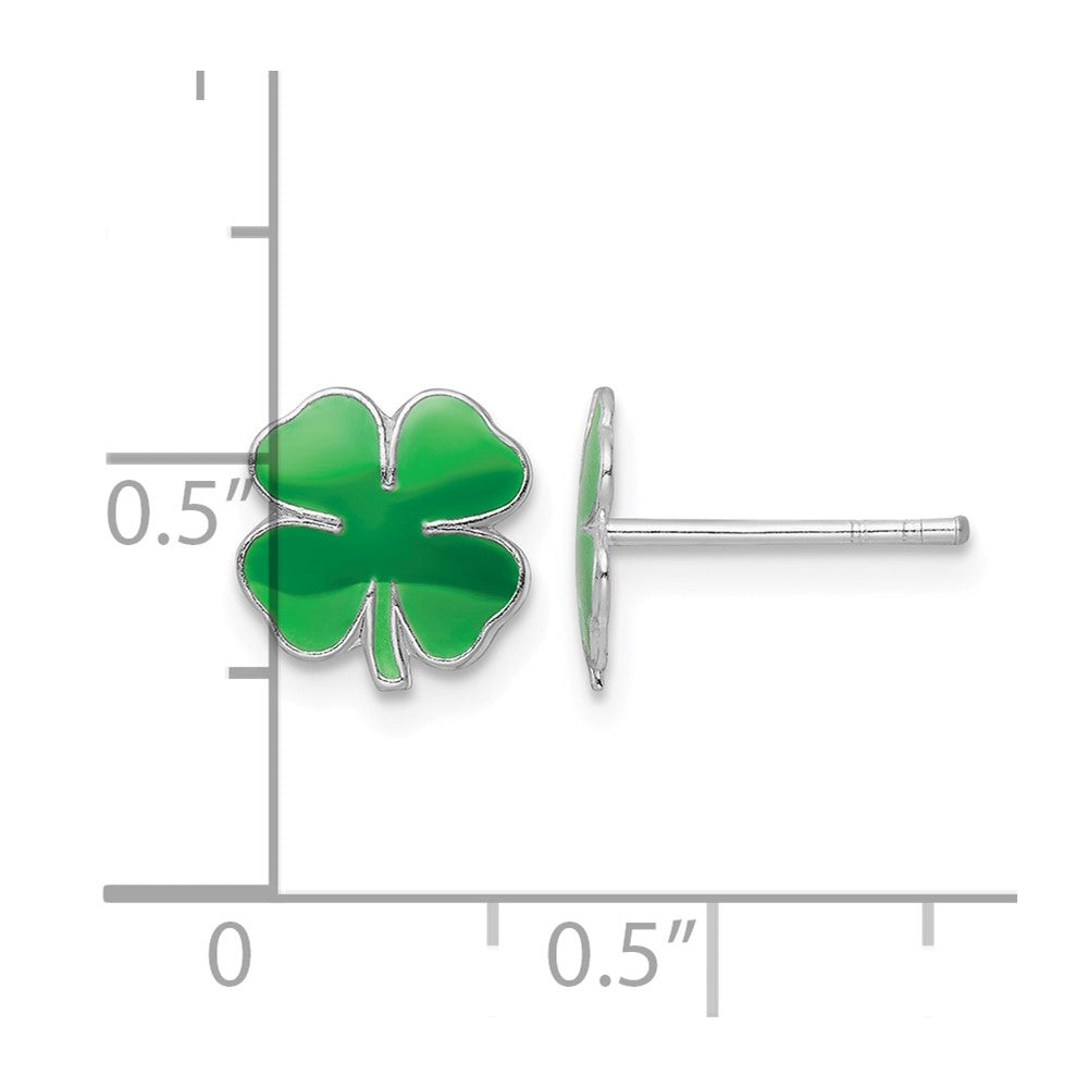 FJC Finejewelers 925 Sterling Silver Button Rhodium Platedd Enamel 4 Leaf Clover Post Earrings 9 x 8 mm