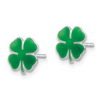 FJC Finejewelers 925 Sterling Silver Button Rhodium Platedd Enamel 4 Leaf Clover Post Earrings 9 x 8 mm