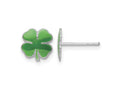 FJC Finejewelers 925 Sterling Silver Button Rhodium Platedd Enamel 4 Leaf Clover Post Earrings 9 x 8 mm