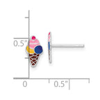 FJC Finejewelers 925 Sterling Silver Button  Enamel Kids Ice Cream Cone Post Earrings 9 x 5 mm