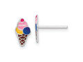 FJC Finejewelers 925 Sterling Silver Button  Enamel Kids Ice Cream Cone Post Earrings 9 x 5 mm