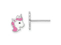 FJC Finejewelers 925 Sterling Silver Button Rhodium Plated Enamel Unicorn Post Earrings 10 x 7 mm