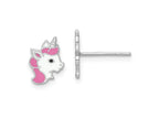 FJC Finejewelers 925 Sterling Silver Button Rhodium Plated Enamel Unicorn Post Earrings 10 x 7 mm