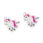 FJC Finejewelers 925 Sterling Silver Button  Polished Enameled Unicorn Post Earrings 8 x 8 mm