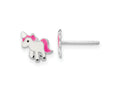 FJC Finejewelers 925 Sterling Silver Button  Polished Enameled Unicorn Post Earrings 8 x 8 mm