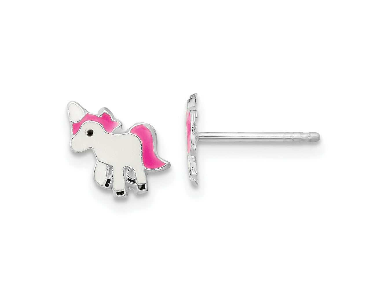 FJC Finejewelers 925 Sterling Silver Button  Polished Enameled Unicorn Post Earrings 8 x 8 mm