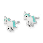 FJC Finejewelers 925 Sterling Silver Button  Polished Enameled Unicorn Post Earrings 9 x 8 mm