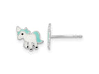 FJC Finejewelers 925 Sterling Silver Button  Polished Enameled Unicorn Post Earrings 9 x 8 mm