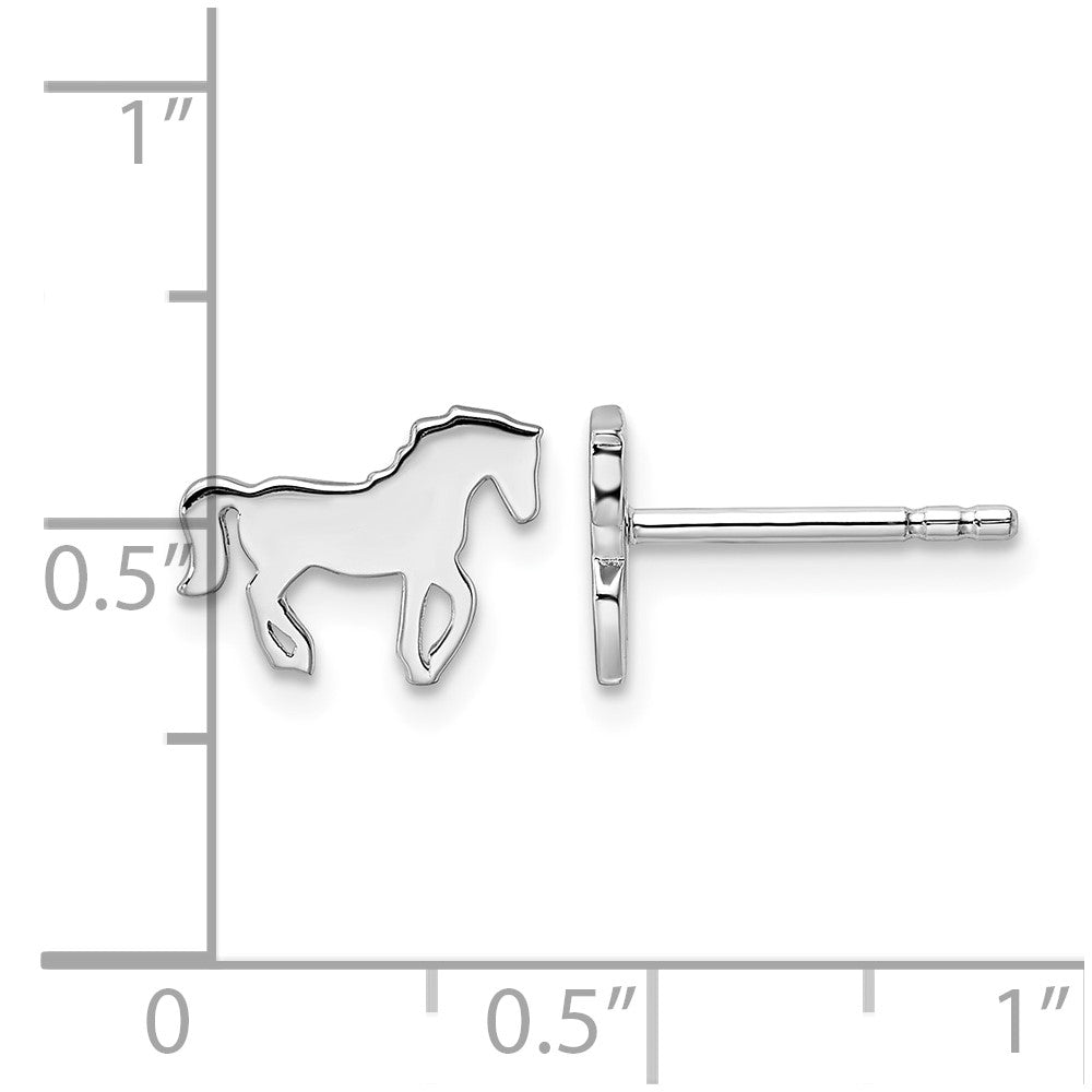 FJC Finejewelers 925 Sterling Silver Button Rhodium Plated Polished Horse Post Earrings 7 x 10 mm