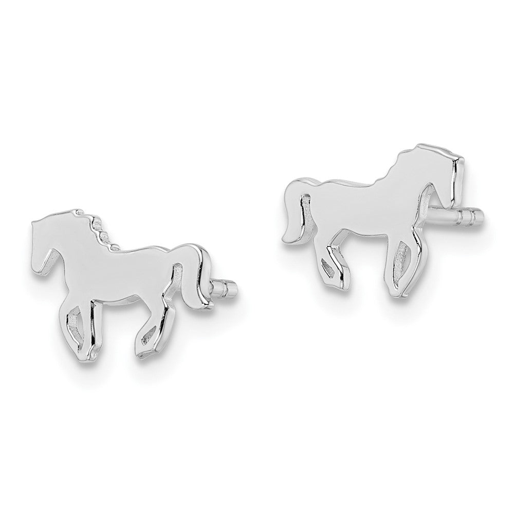 FJC Finejewelers 925 Sterling Silver Button Rhodium Plated Polished Horse Post Earrings 7 x 10 mm