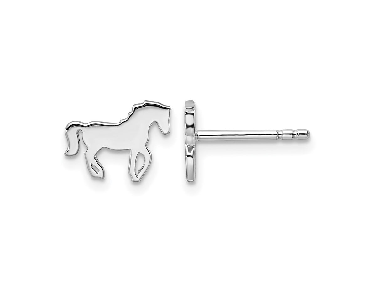 FJC Finejewelers 925 Sterling Silver Button Rhodium Plated Polished Horse Post Earrings 7 x 10 mm