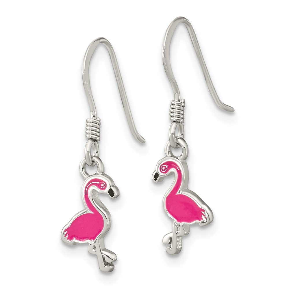 FJC Finejewelers 925 Sterling Silver Rhodium Plated Enameled Hot Pink Flamingo Dangle Earrings 25 x 7 mm
