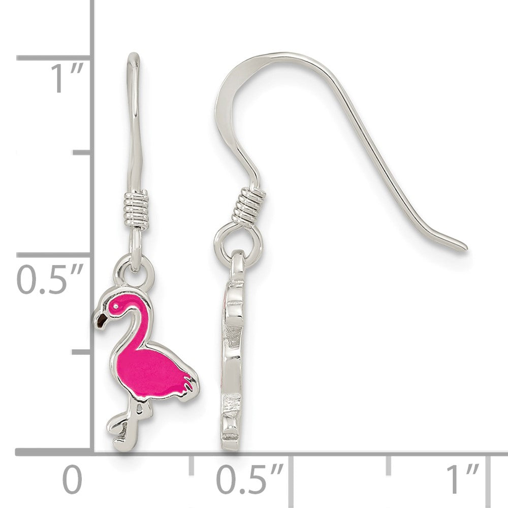 FJC Finejewelers 925 Sterling Silver Rhodium Plated Enameled Hot Pink Flamingo Dangle Earrings 25 x 7 mm