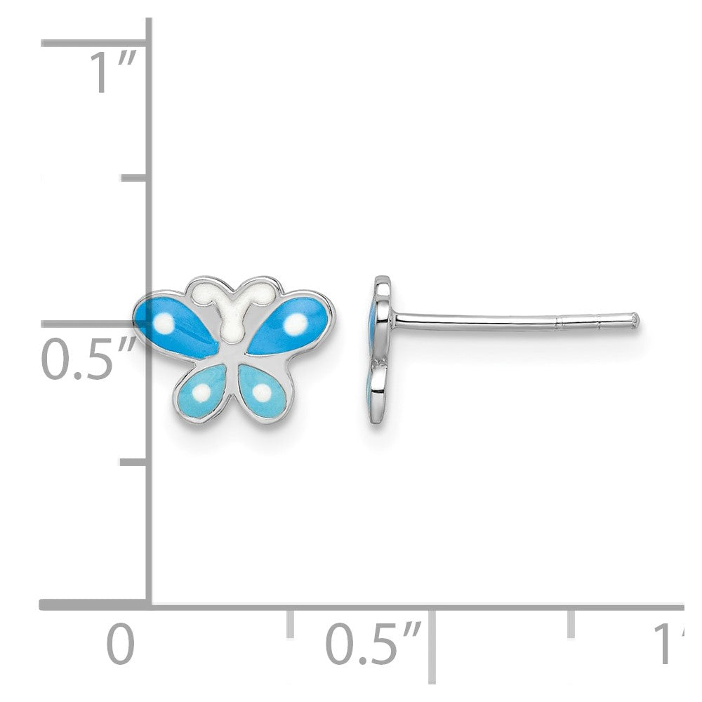 FJC Finejewelers 925 Sterling Silver Button d Blue Enameled Butterfly Post Earrings 6 x 8 mm
