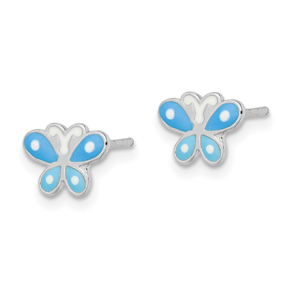 FJC Finejewelers 925 Sterling Silver Button d Blue Enameled Butterfly Post Earrings 6 x 8 mm