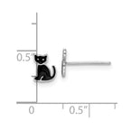 FJC Finejewelers 925 Sterling Silver Button  Polished Black Enameled Cat Post Earrings 6 x 5 mm