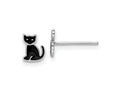 FJC Finejewelers 925 Sterling Silver Button  Polished Black Enameled Cat Post Earrings 6 x 5 mm