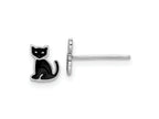 FJC Finejewelers 925 Sterling Silver Button  Polished Black Enameled Cat Post Earrings 6 x 5 mm
