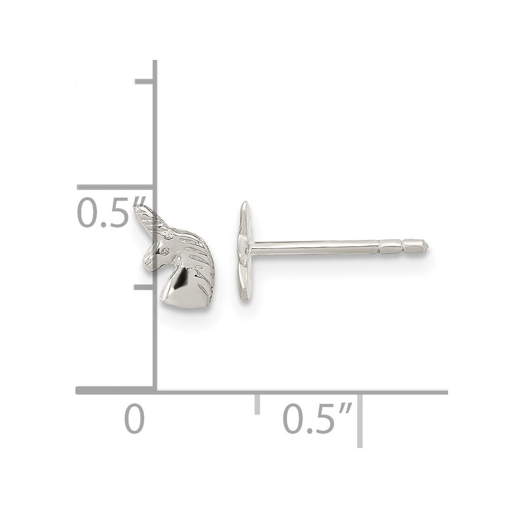 FJC Finejewelers 925 Sterling Silver Button Rhodium Plated Polished Unicorn Head Post Earrings 6 x 4 mm