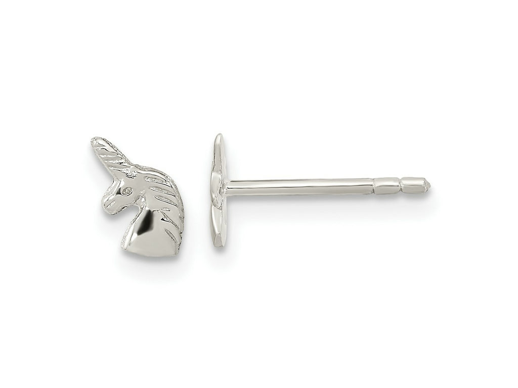 FJC Finejewelers 925 Sterling Silver Button Rhodium Plated Polished Unicorn Head Post Earrings 6 x 4 mm