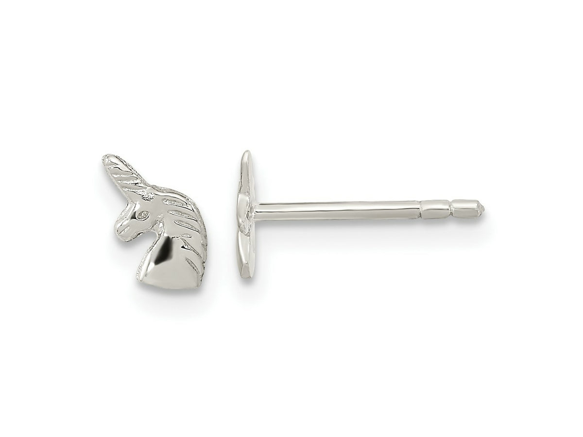 FJC Finejewelers 925 Sterling Silver Button Rhodium Plated Polished Unicorn Head Post Earrings 6 x 4 mm