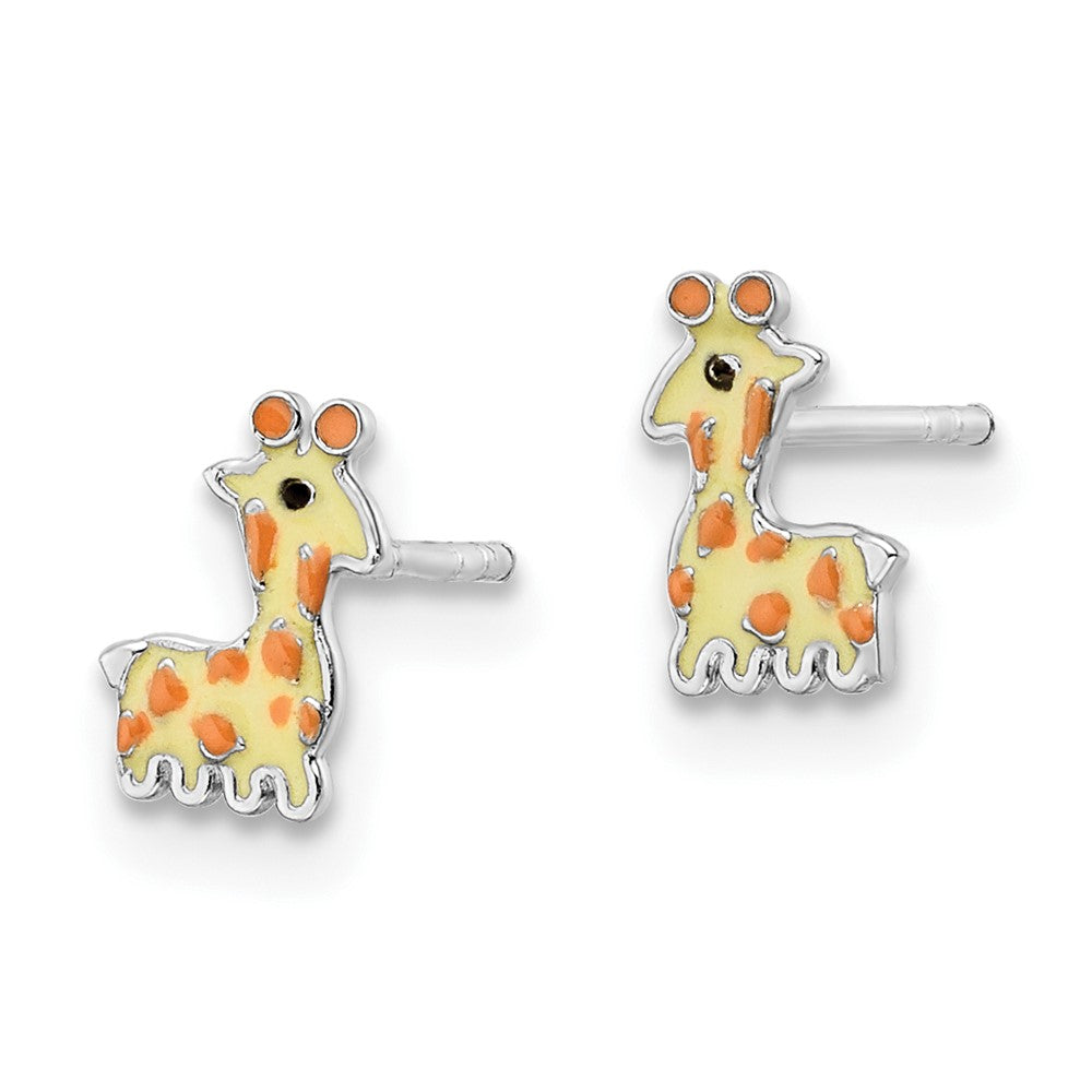 FJC Finejewelers 925 Sterling Silver Button Rhodium Platedd Enameled Giraffe Post Earrings 7 x 5 mm