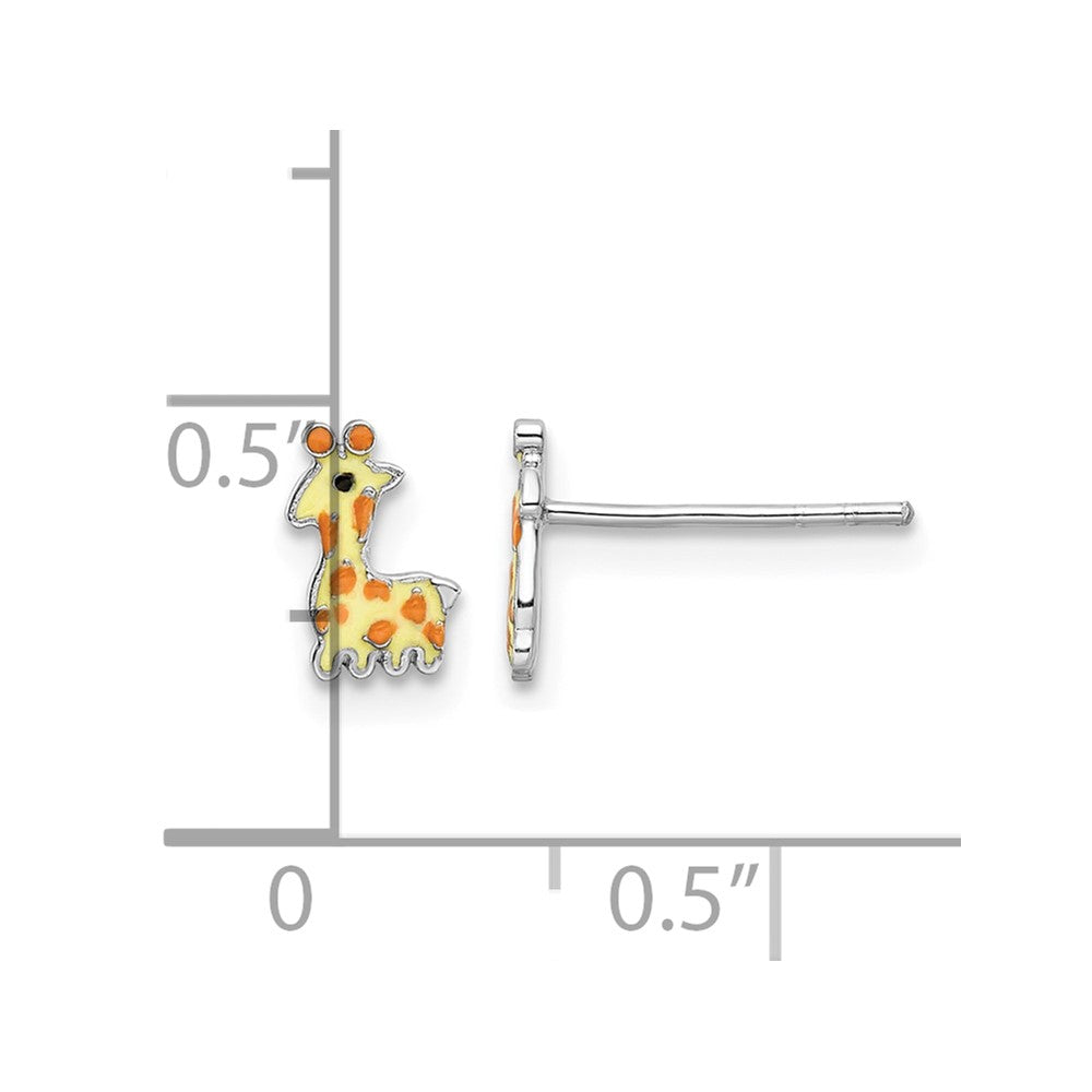 FJC Finejewelers 925 Sterling Silver Button Rhodium Platedd Enameled Giraffe Post Earrings 7 x 5 mm