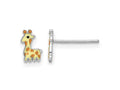 FJC Finejewelers 925 Sterling Silver Button Rhodium Platedd Enameled Giraffe Post Earrings 7 x 5 mm
