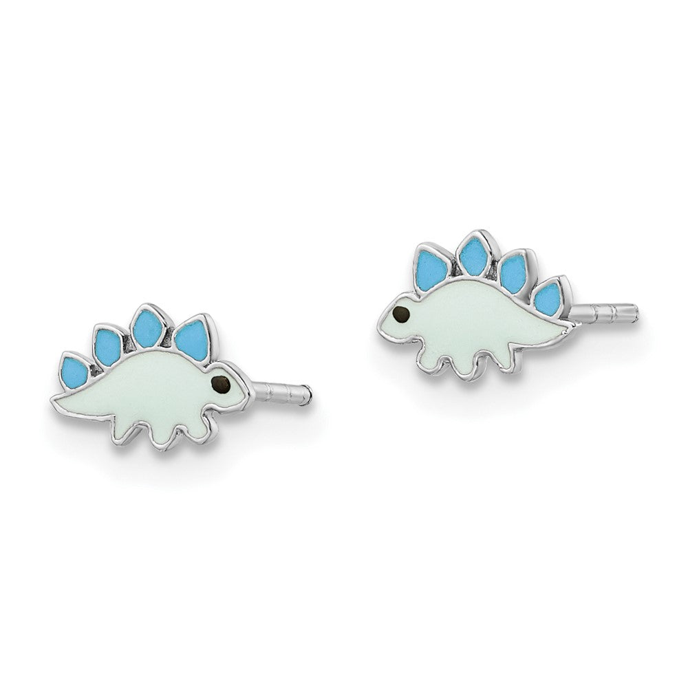 FJC Finejewelers 925 Sterling Silver Button Rhodium Plated Enameled Dinosaur Post Earrings 5 x 7 mm