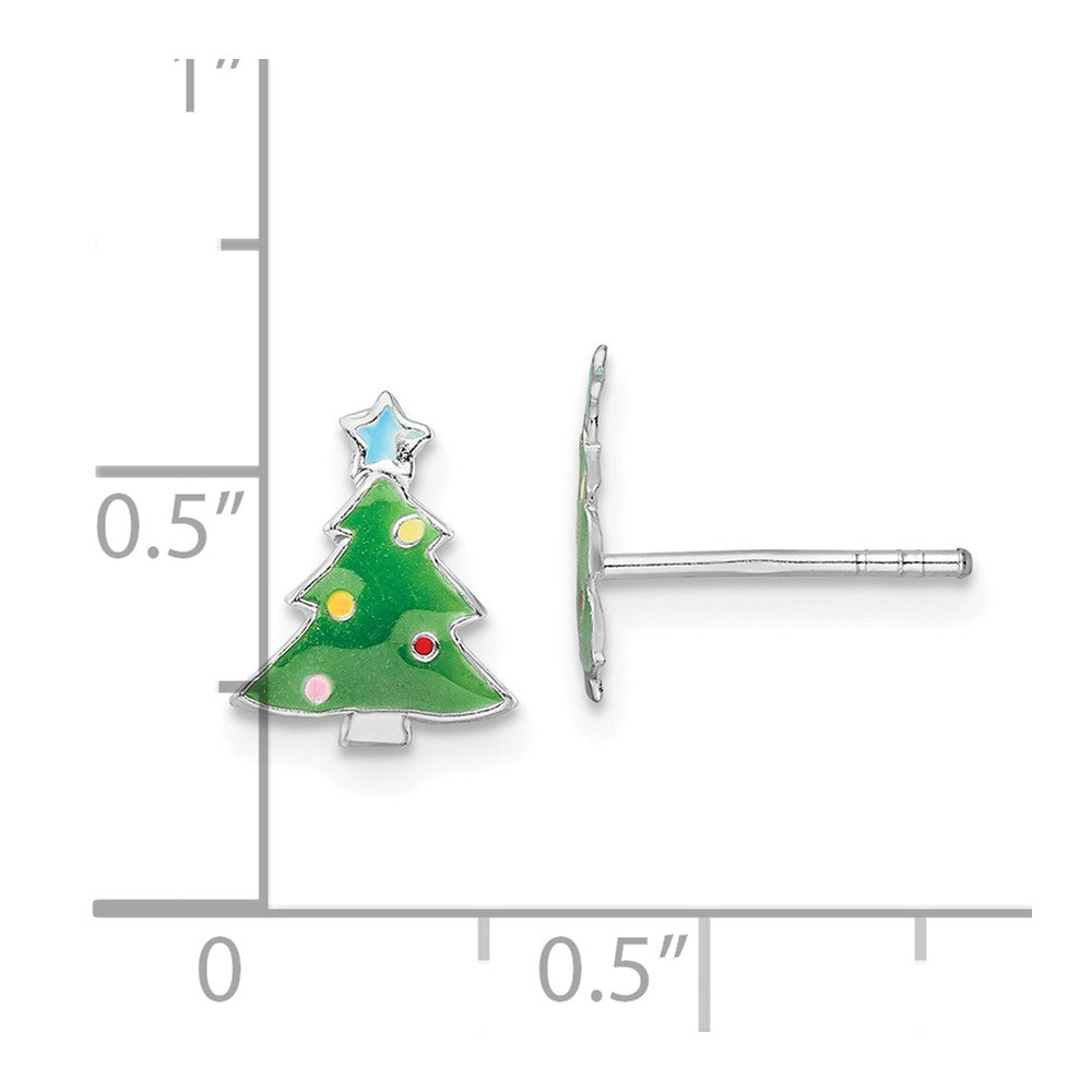 FJC Finejewelers 925 Sterling Silver Button  Enamel Kids Christmas Tree Post Earrings 10 x 8 mm